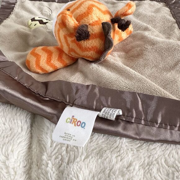 Circo Giraffe Lovey Security Blanket Bumble Bee Brown Orange Chevron Plush Satin - Picture 5 of 7